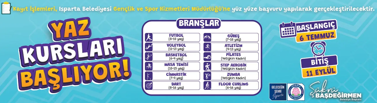 Isparta belediyesi yaz kursu