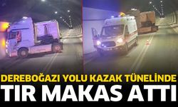 Kazak Tünelinde tır makas attı