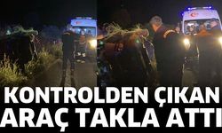 Kontrolden Çıkan Araç Takla Attı