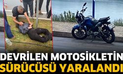 Devrilen motosikletin sürücüsü yaralandı