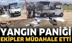 Geri dönüşüm aracı yandı