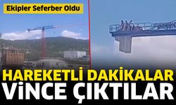 Isparta’da hareketli dakikalar! 3 işçiden vincin üzerinde eylem