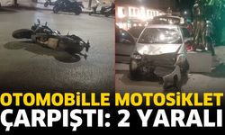 Otomobille motosiklet çarpıştı: 2 yaralı