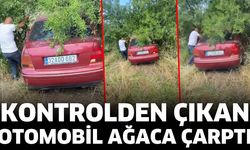 Kontrolden Çıkan Otomobil Ağaca Çarptı