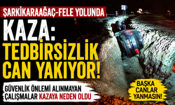 Şarkikaraağaç-Fele Yolunda Kaza: Tedbirsizlik Can Yakıyor Güvenlik Önlemi Alınmayan Çalışmalar Kazaya Neden Oldu