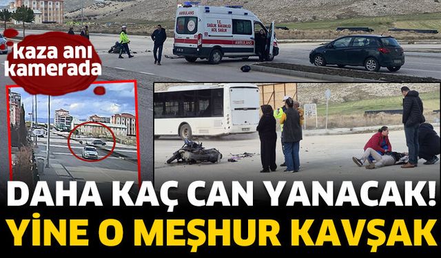 O meşhur kavşakta motosiklet ile otomobil çarpıştı