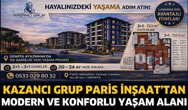 Kazancı Grup Paris İnşaat’tan Modern ve Konforlu Yaşam Alanı