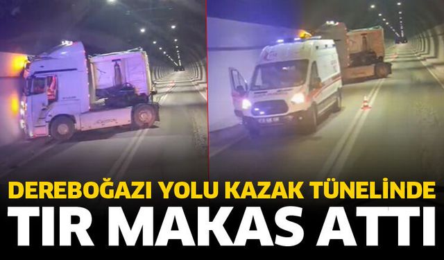 Kazak Tünelinde tır makas attı