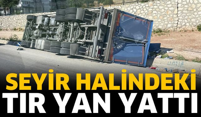 Tır yan yattı