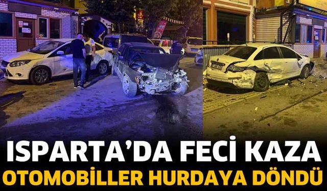 Isparta'da feci kaza! Otomobiller hurdaya döndü