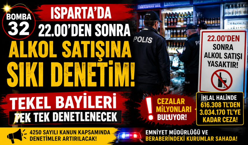 ISPARTA’DA 22.00’DEN SONRA ALKOL SATIŞINA SIKI DENETİM TEKEL BAYİLERİ TEK TEK DENETLENECEK