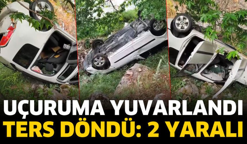 Hafif ticari araç uçuruma yuvarlandı