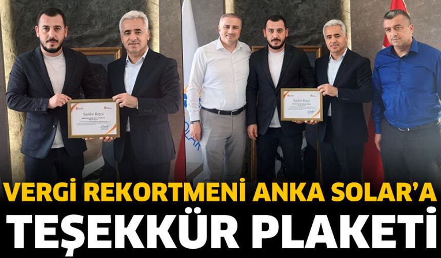 Anka Solar’a Teşekkür Plaketi