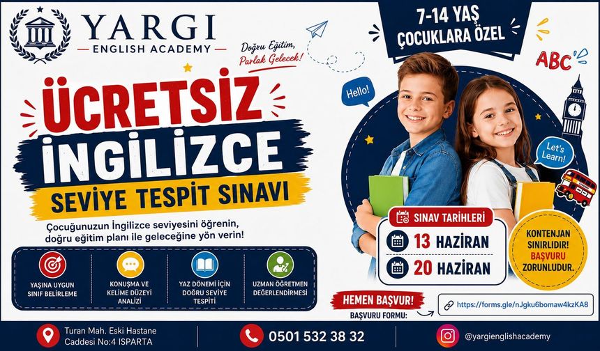 Çocuklar İçin Ücretsiz İngilizce Seviye Tespit Sınavı
