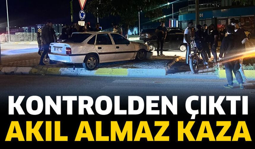 Otomobil kaldırıma çıktı